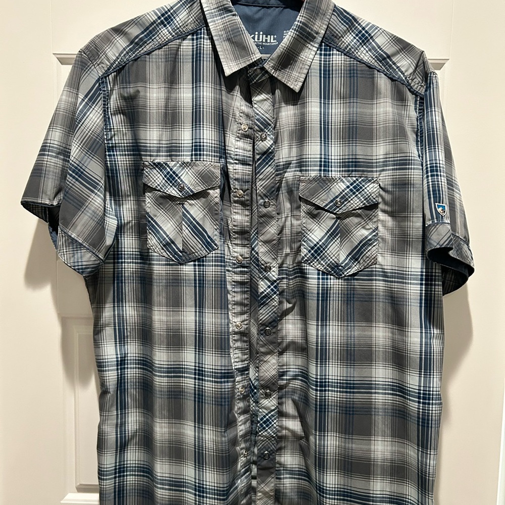 Kuhl Blue and Gray Casual Button Down Shirt